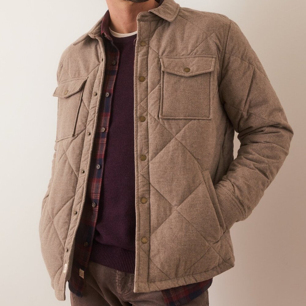 Marine Layer Quilted Shirt Jacket in Light Taupe NWOT - Picture 2 of 6